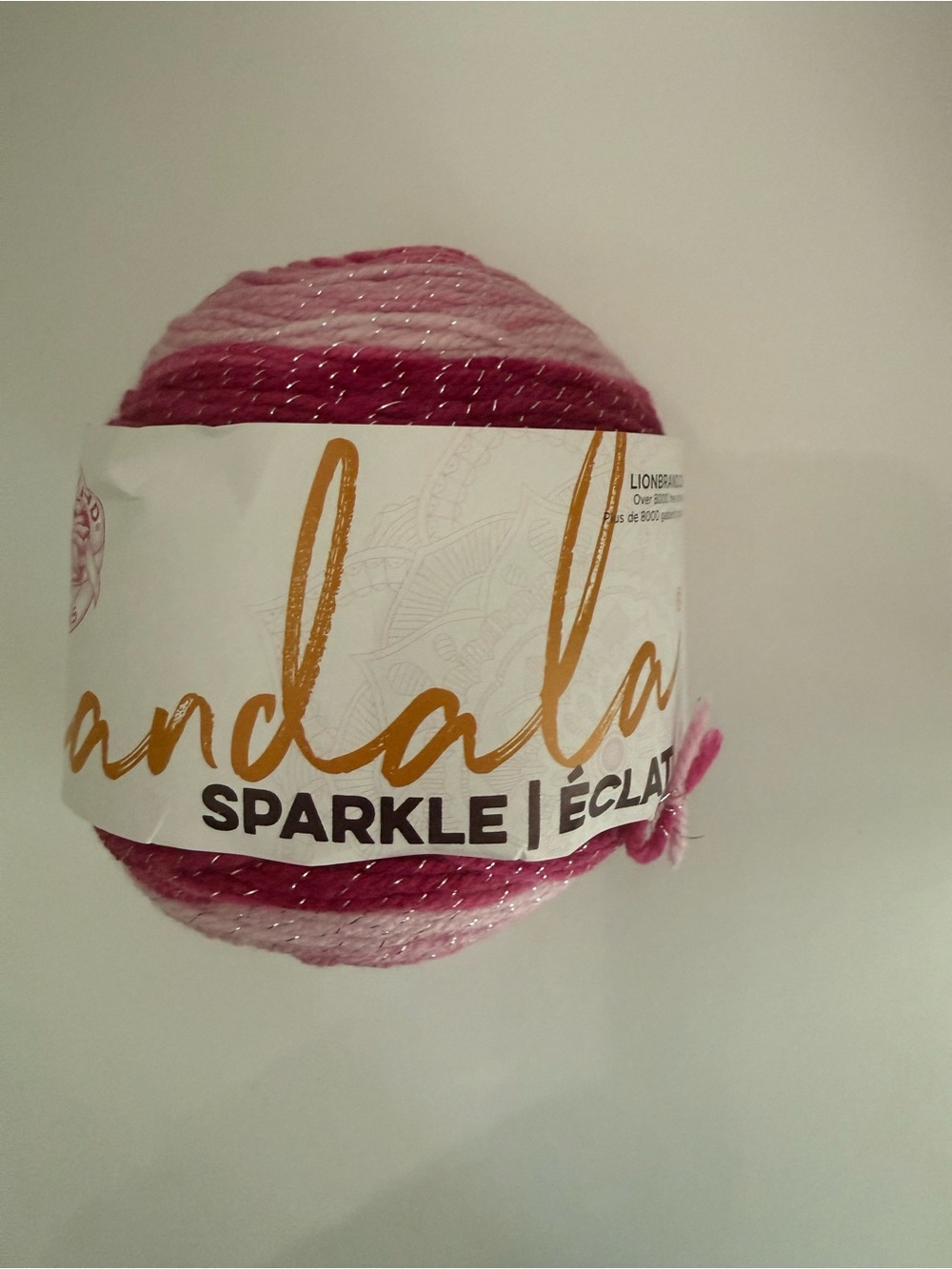 Lion Brand Yarns Mandala Sparkle Eclat Aries Beliers Ombre Acrylic Yarn - Pink